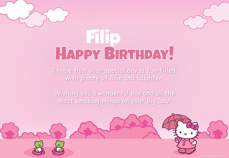 images with names Children's congratulations for Happy Birthday of Filip