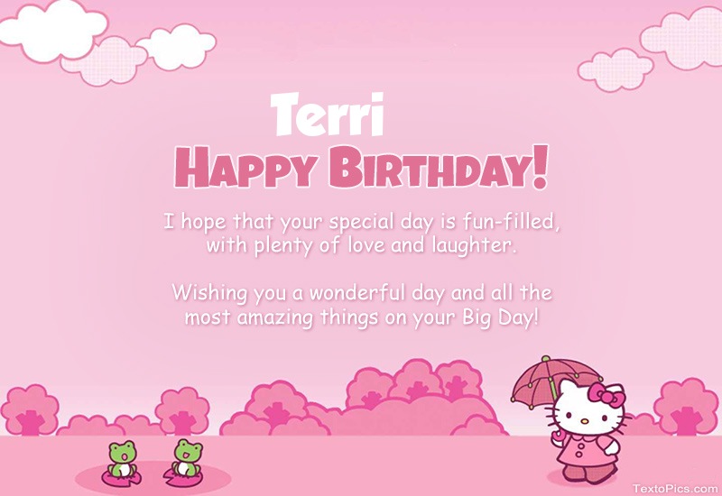 images with names Children's congratulations for Happy Birthday of Terri