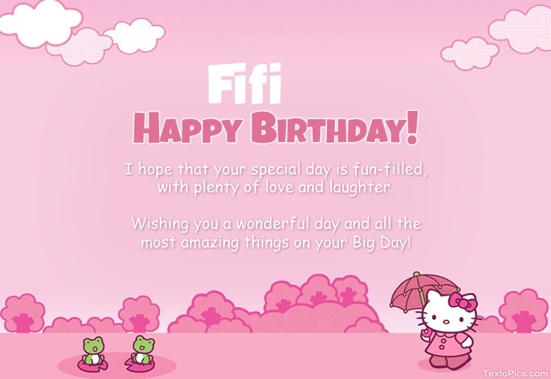 images with names Children's congratulations for Happy Birthday of Fifi