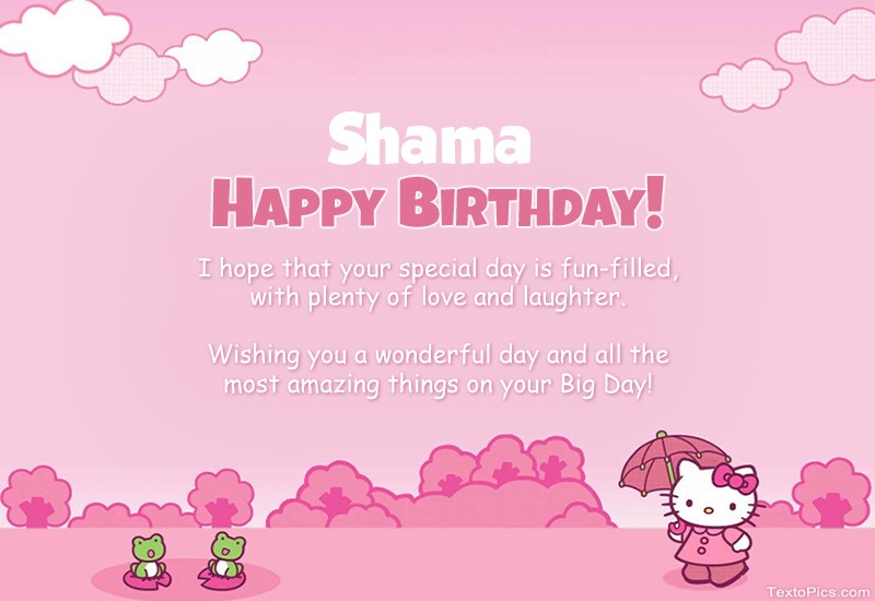 images with names Children's congratulations for Happy Birthday of Shama