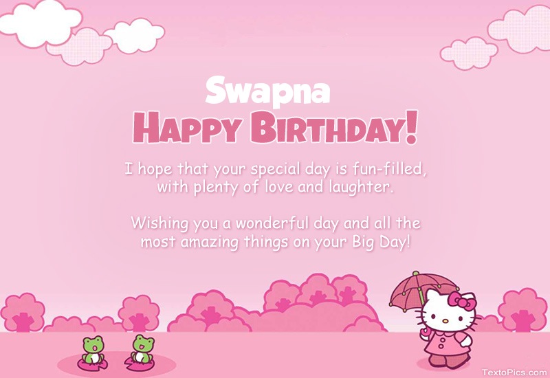 images with names Children's congratulations for Happy Birthday of Swapna