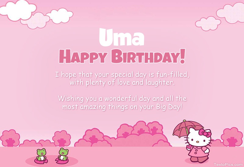 images with names Children's congratulations for Happy Birthday of Uma