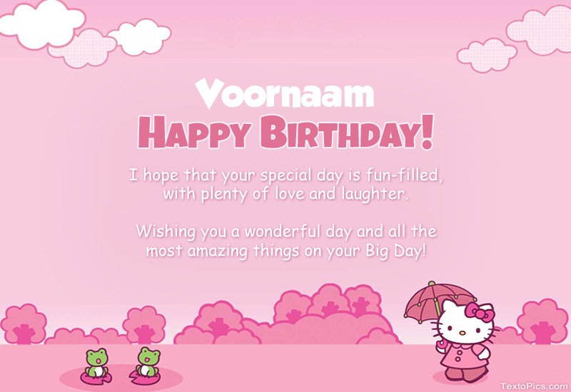 images with names Children's congratulations for Happy Birthday of Voornaam