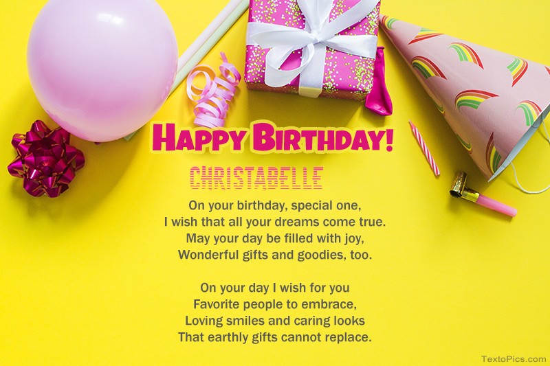 images with names Happy Birthday Christabelle, beautiful poems