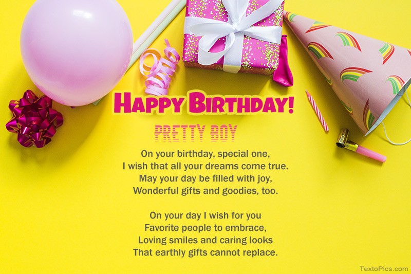 images with names Happy Birthday Pretty boy, beautiful poems