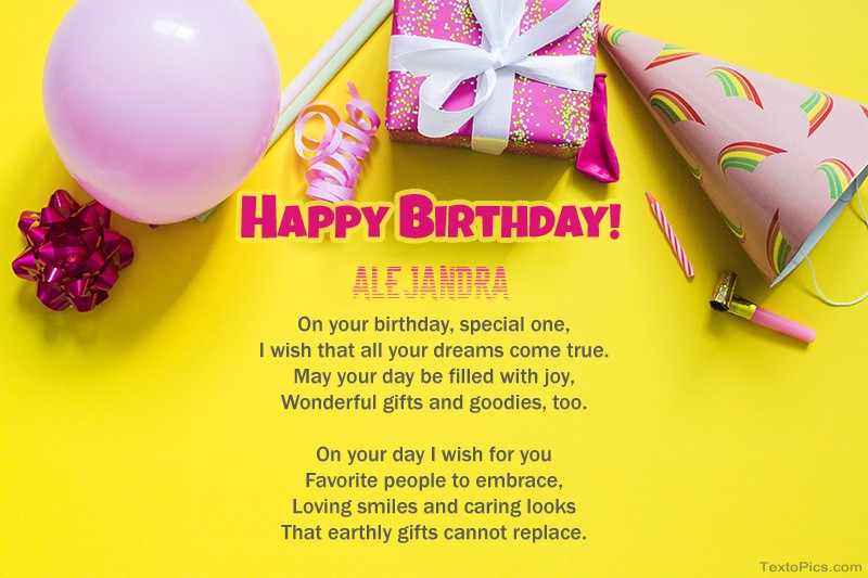 images with names Happy Birthday Alejandra, beautiful poems